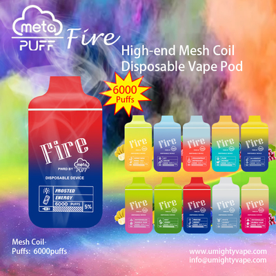 Constrast Color 6000 Puffs High End Mesh Coil 10 รสชาติ Disposable Vape