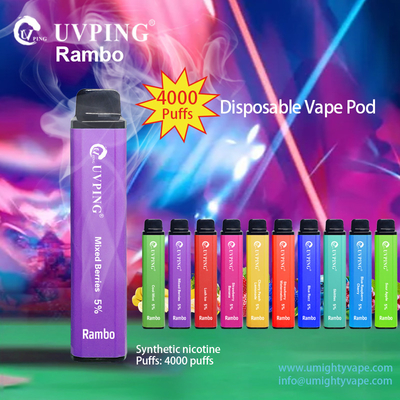 Uvping 4000 Puffs Vape แบบใช้แล้วทิ้ง 10 รส Non Rechargeable Battery
